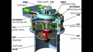 Kaplan hydro turbine runner blades and guide vanes double adjustable