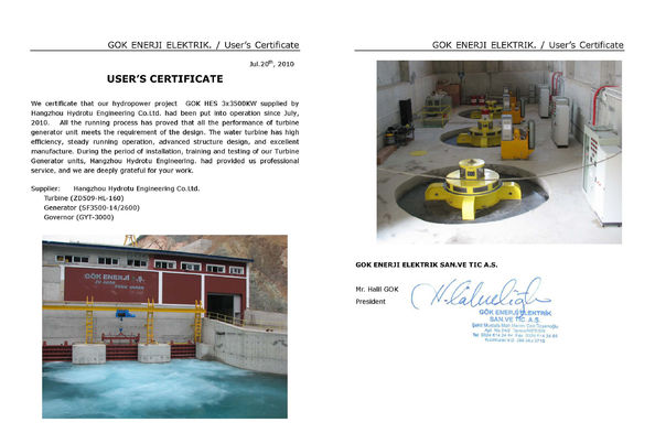 China Hangzhou Hydrotu Engineering Co.,Ltd. Certificações